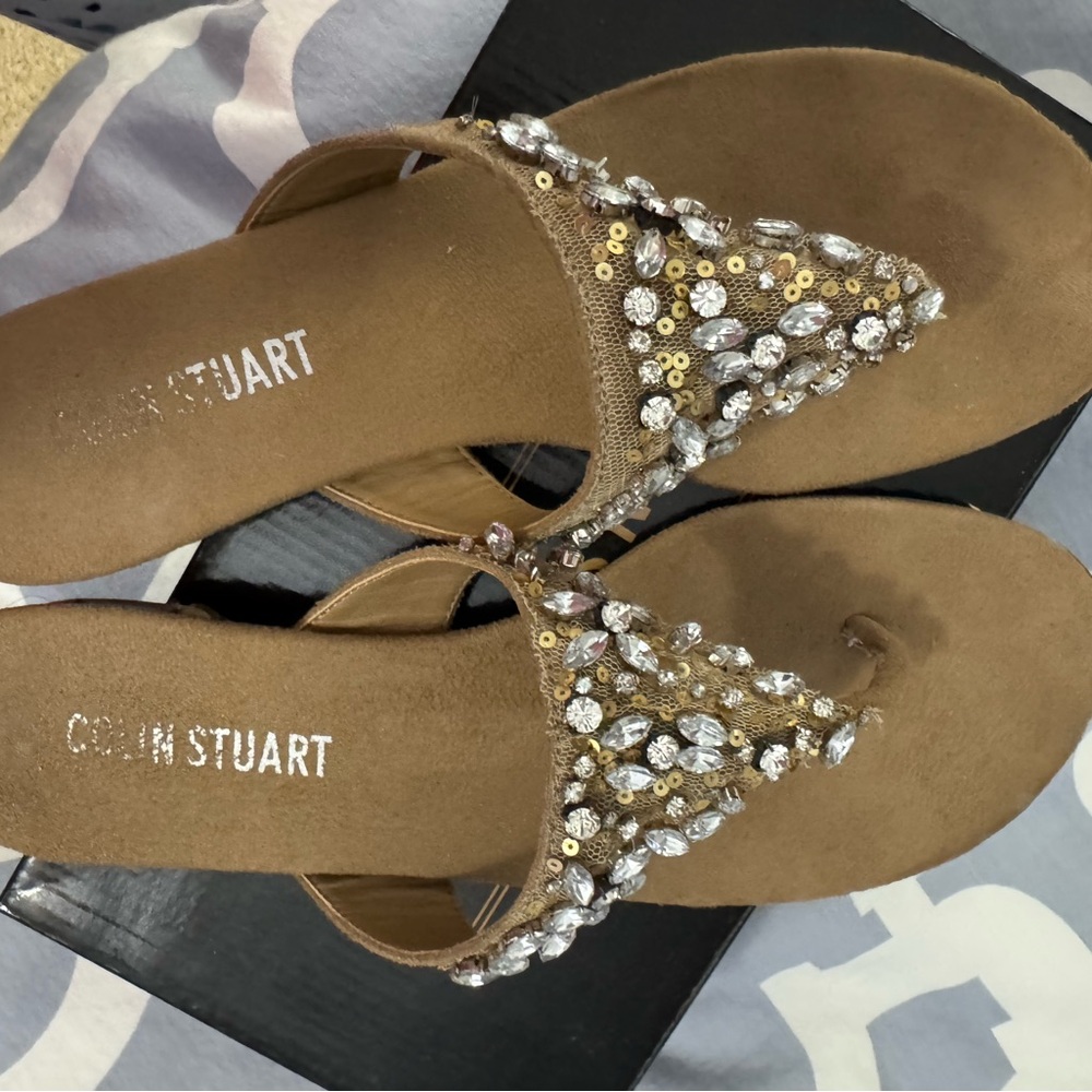 Colin Stuart Gold and Silver Embellished Sandals